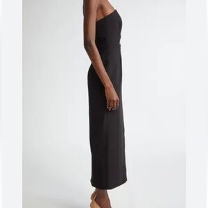 nicole miller strapless midi dress lace up back